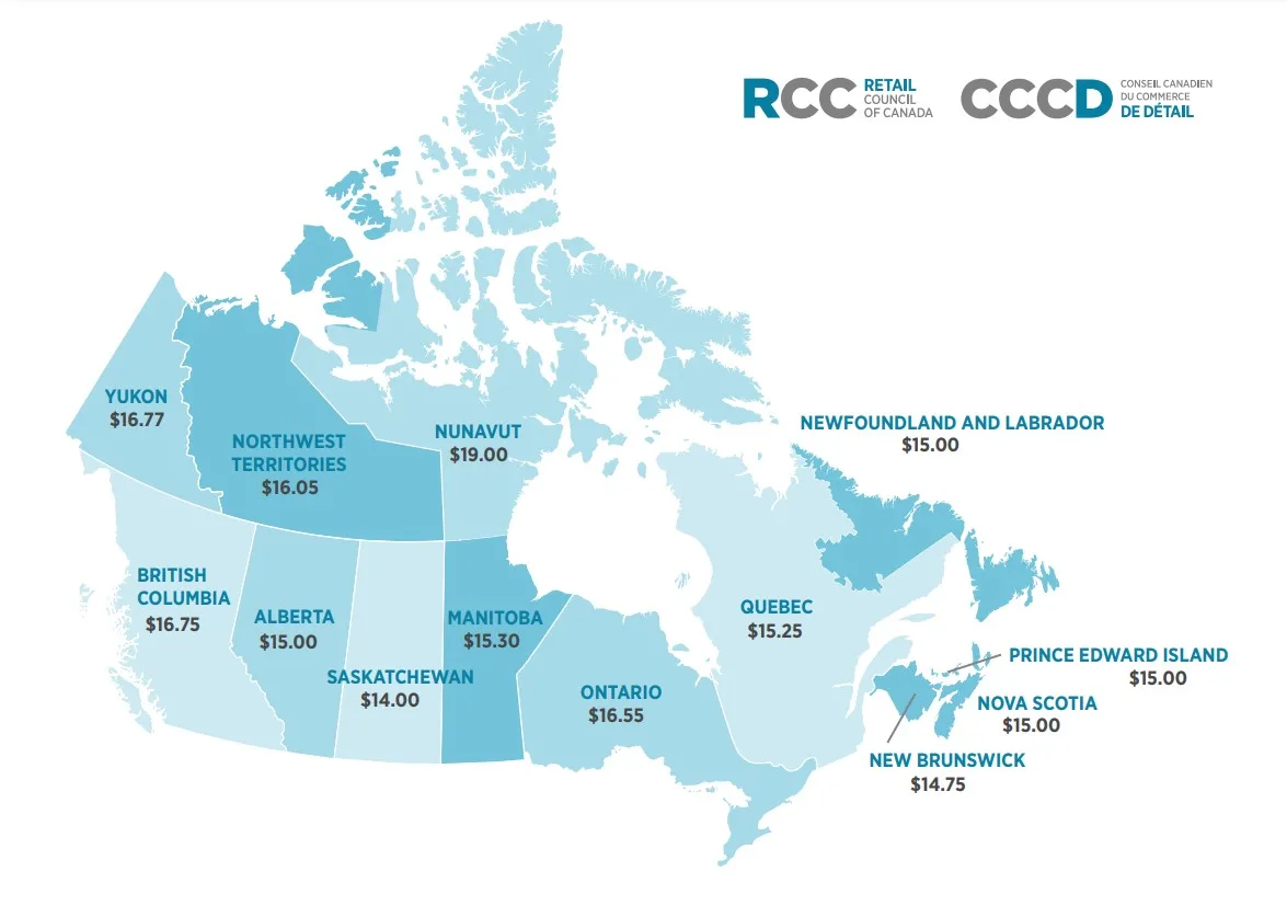 Mức lương tối thiểu hiện tại trên khắp Canada 2024